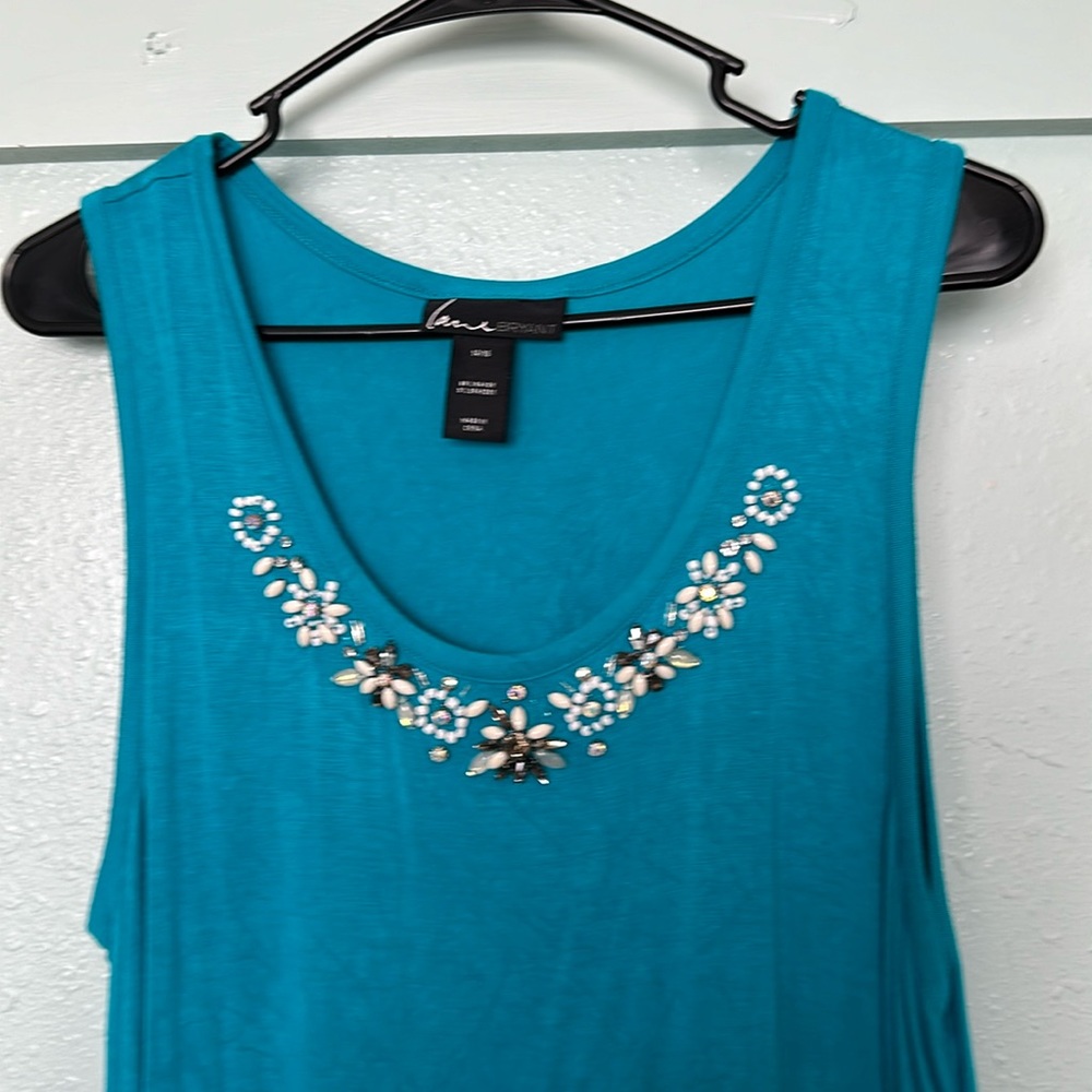 Lane Bryant Turquoise Embellished Tank Top Plus Size 14 16 Sleeveless Shirt